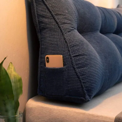 Vista 3 de Almohada de cojín grande suave y cómoda para el respaldo del cabecero para leer Descanso en cama individual, soporte de cuña triangular transpirable