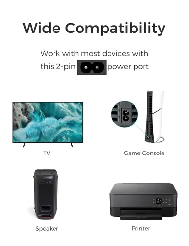 Vista 6 de TPLTECH Cable de alimentación de CA compatible con Xbox Series S/Series X, Xbox One S/X, PS5/PS4/PS3 Slim, reemplazo de cable de alimentación C7