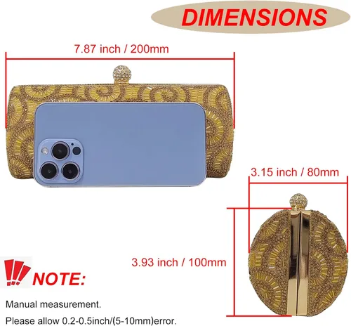 Vista 5 de Novedosos bolsos cilíndricos para mujer, bolso de noche para fiesta, bolso de mano de cristal, para novia, graduación, boda, cóctel