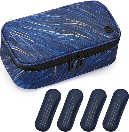 Vista 13 de ALLCAMP - Maletín de viaje para diabéticos, organizador de medicamentos con 4 paquetes de hielo, color negro (9 x 4.72 x 3.14 pulgadas)