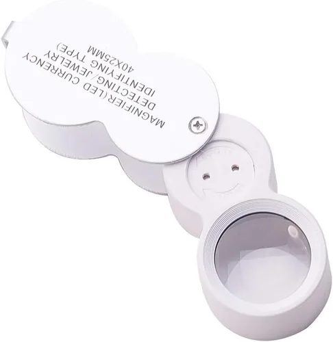 Vista 10 de Othmro Lupa 10X diámetro de lente 0.827 in silbato forma plegable joyería lupa lupa plata