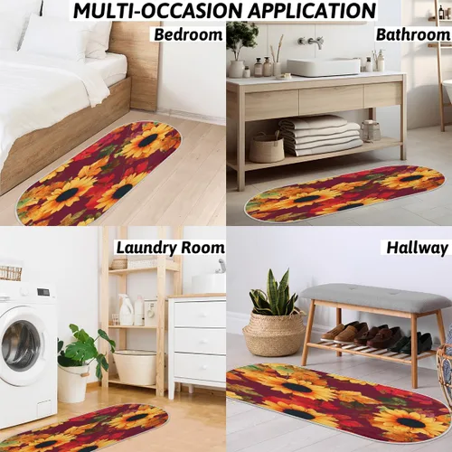 Vista 7 de cfpolar Fall Maples Sunflower Bathroom Rugs Non-Slip Bath Rug Microfiber Bath Mat Absorbent Kitchen Mats and Rugs Machine Washable Oval Plush Floor