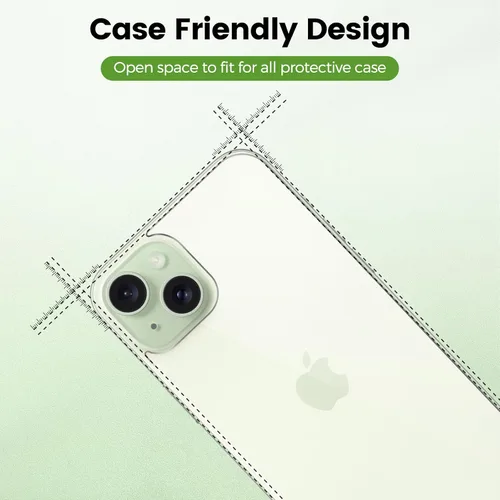 Vista 4 de [Paquete de 2] Protector de pantalla trasera para iPhone 15 Plus, protector de pantalla de vidrio templado antiarañazos y burbujas, película trasera