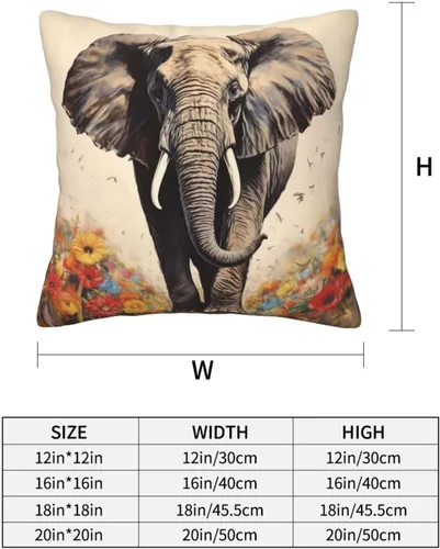 Vista 3 de Fundas de almohada decorativas con estampado de pintura de elefante, funda de cojín cuadrada suave, fundas de cojín para sofá, dormitorio, sala
