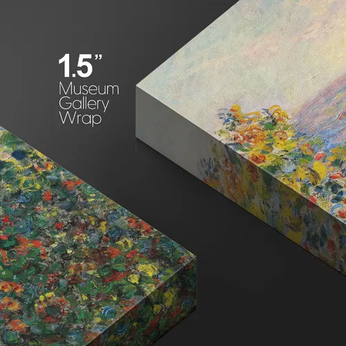 Vista 5 de wall26 Claude_Monet - Camas de flores en Vetheuil - Arte moderno impresionista - Arte en lienzo para el hogar, 12 x 18 pulgadas