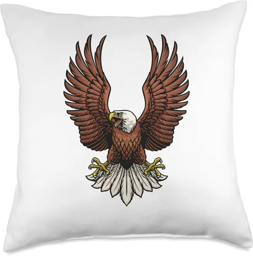 Vista 4 de Adler Vogel Eagle American Flag Vulture Falcon Throw Pillow, 16x16, Multicolor