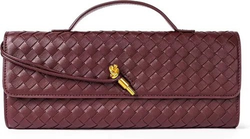 Vista 21 de Joryin Bolso tejido para mujer, bolso de mano de cuero tejido, bolso cruzado, bolso formal de noche, cuero vegano