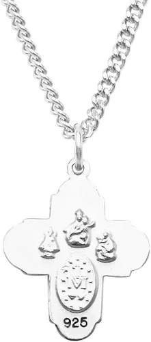 Vista 4 de Rosemaries Religious Gifts Collar con colgante de cruz pequeña de cuatro vías con espíritu santo 18 pulgadas Metal no conocido