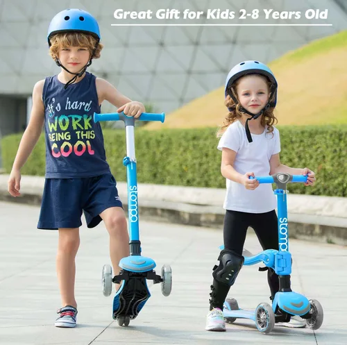 Vista 7 de Toddler Scooter 2-in-1 Light Up 3 Wheel Scooters with Seat for Ages 3+