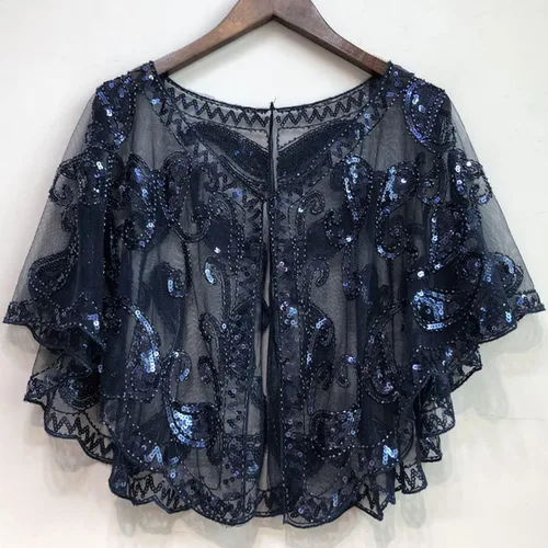 Vista 3 de Specell 1920s Shawls and Wraps for Evening Dresses,Wedding Shawl,Handmade Sequin Beaded Evening Shawl Bridal Wrap 22