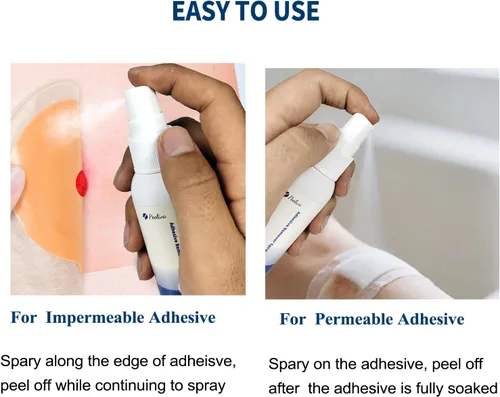 Vista 6 de Removedor de adhesivo para la piel, aerosol de barrera para ostomía para piel, removedor de adhesivo médico para suministros de ostomía, vendajes