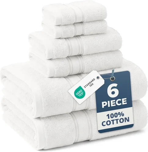 Vista 98 de LANE LINEN Juego de toallas de baño de lujo, 3 piezas, 100% algodón, secado rápido, extra aborbentes, juego de toallas súper suaves, 1 toalla de Gris