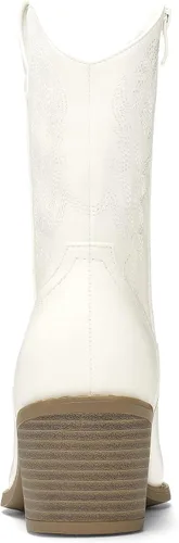 Vista 3 de DREAM PAIRS Botas vaqueras para mujer, puntera puntiaguda, tacón grueso, botas vaqueras con cierre de cremallera, botas occidentales cosidas