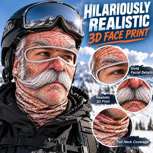 Vista 2 de Realistic Funny Ski Mask for Men Women, Old Man Frosty Face Ski Mask #A3