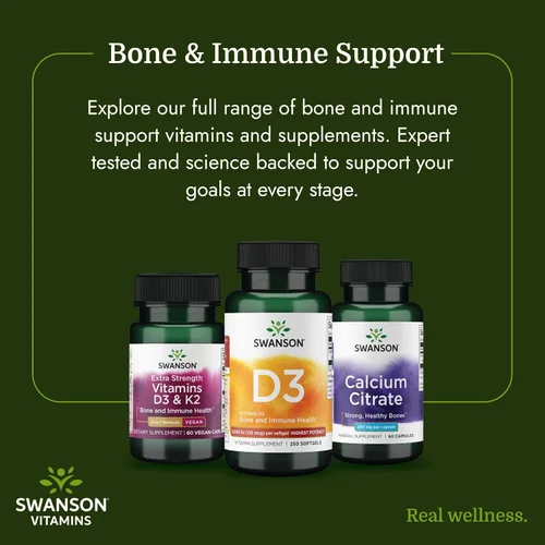 Vista 6 de Swanson Vitamina D3 Suplemento de salud ósea, inmune y cardíaca de 5,000 UI para adultos privados de sol que buscan apoyo óseo, inmunológico