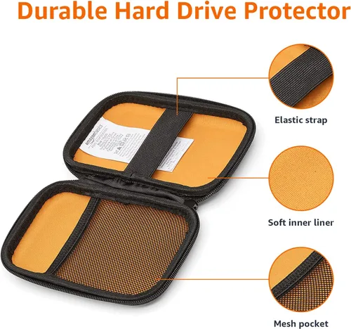 Vista 6 de Amazon Basics Estuche de transporte portátil para disco duro externo, color negro