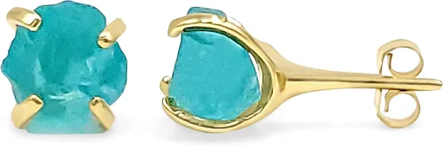 Vista 105 de Aretes de piedra preciosa natural en bruto con oro amarillo sobre plata de ley 925, 6 a 0.276 in, regalo de piedra de nacimiento de calidad genuina
