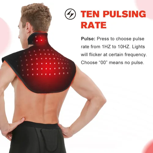 Vista 5 de Nueva terapia de luz roja inalámbrica RC2 para cuello y hombros, terapia infrarroja cercana para terapia de pulso para alivio muscular del dolor