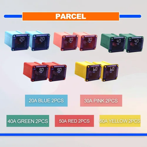 Vista 6 de Kit de fusibles de bloque pequeño cuadrado de perfil bajo para automóvil, 20A, 30A, 40A, 50A, 60A, para automóvil, SUV, RV, caravana, carrito