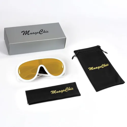 Vista 7 de MuagoChic MC2303 - Gafas de sol cuadradas de gran tamaño para mujer y hombre, estilo aviador, montura grande, gruesas, clásicas, para hombre