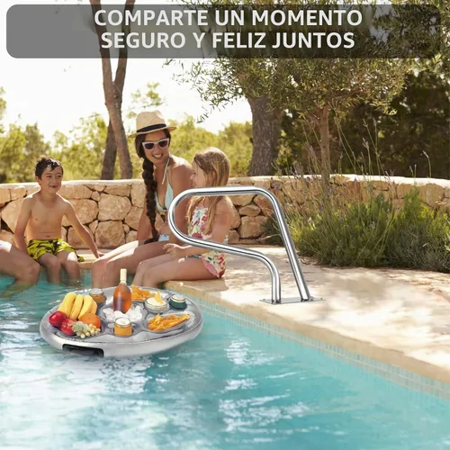 Vista 7 de 304SS Pasamanos de piscina con cubierta azul antideslizante - Barandilla de piscina enterrada de 30 x 22 pulgadas