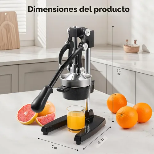 Vista 7 de OSTBA Exprimidor Manual de Hierro Fundido Prensa de Mano, Exprimidor de Cítricos de Grado Comercial, Exprimidor de Limón de Acero Inoxidable