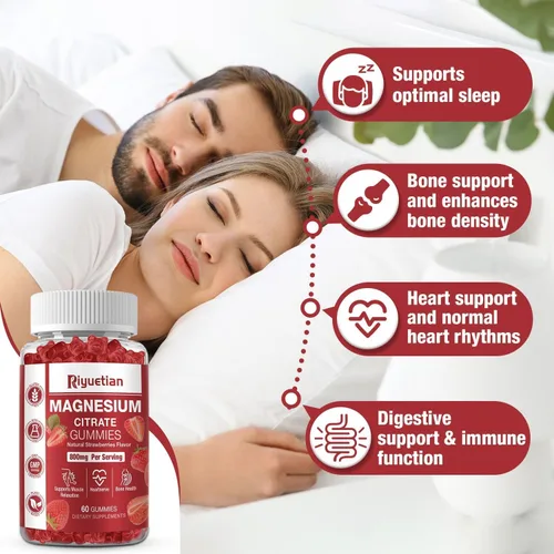Vista 3 de Gomitas de citrato de magnesio extra fuertes de 800 mg - Gomitas veganas - Apoya la relajación y la energía para adultos - 60