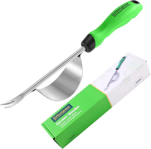 Vista 8 de Grootpow HW1 - Herramienta de desmalezadora manual con mango ergonómico para jardín, herramienta de desbrozadora de diente de león con horquillas
