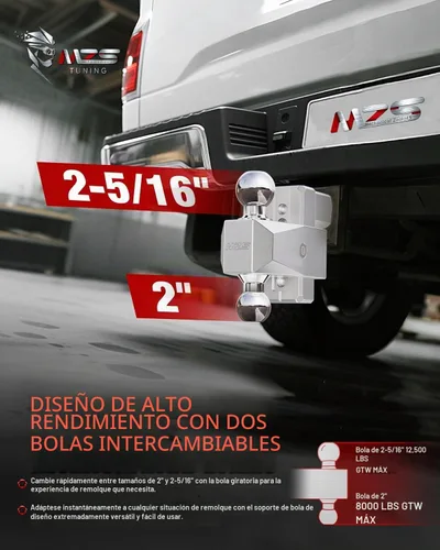 Vista 6 de MZS Enganche de Remolque de Aluminio Ajustable Mejorado - Se Adapta a Receptor de 2 Pulgadas - Enganche de Caída Resistente - Enganche de Remolque
