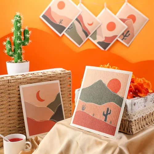Vista 5 de 6 piezas de paños de cocina suecos reutilizables, toallas de cocina, paños de limpieza de esponja, paños absorbentes de secado rápido, paños