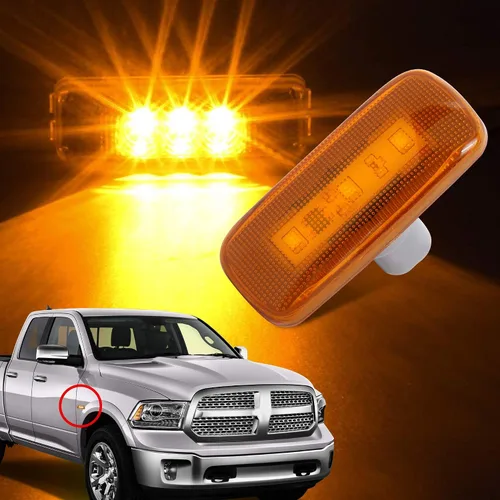 Vista 5 de HUSUKU 4 piezas de luces LED de marcador lateral para cama doble para Dodge Ram 2500 3500 2010-2017 (2x ámbar, 2x rojo)