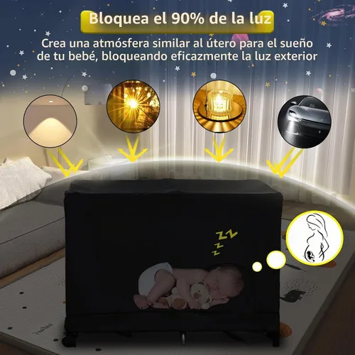 Vista 5 de South to East Pack N Play - Funda opaca para cuna de viaje, funda transpirable para empacar y jugar, bloquea el 90% de la luz con un flujo de aire