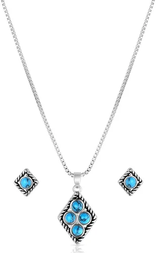 Vista 14 de Montana Silversmiths Conjunto de joyería de estilo occidental con turquesa elaborada a mano: aretes y collar