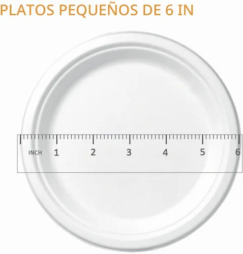Vista 3 de CantaGreen Platos de postre pequeños compostables de 6 pulgadas, 100 platos de papel desechables biodegradables de caña de azúcar/bagazo y fibra