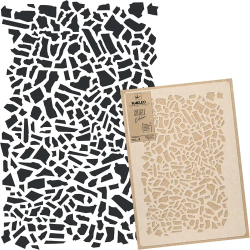 Vista 7 de NAKLEO Plantilla de pared de plástico reutilizable - 17 x 25 pulgadas - Rama frontal de hoja de helecho 2 - Patrón de papel tapiz grande