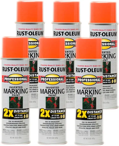 Vista 9 de Rust-Oleum 266575 Pintura en aerosol profesional de distancia 2X y marca invertida, 15 onzas, azul de precaución Utility Marking, Construction