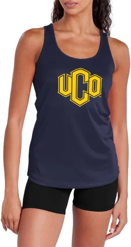 Vista 160 de Camiseta deportiva sin mangas oficial de NCAA Collegiate para mujer, con espalda cruzada, colección con logotipo primario