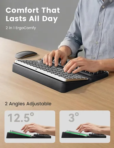 Vista 6 de Vaydeer Reposamuñecas de teclado mediano para computadora, soporte de teclado de espuma viscoelástica suave con soporte de muñeca para teclado