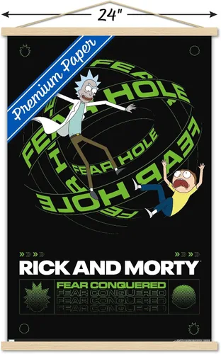 Vista 3 de Trends International Rick And Morty - Póster de pared con agujero del miedo, 22.37 x 34.00 pulgadas, paquete de impresión premium y colgador