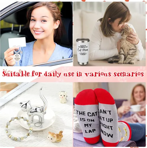 Vista 7 de Regalos de Navidad para mujeres, incluyendo tazas de viaje de 20 onzas, vaso, llavero, calcetines novedosos, soporte para anillos, plato