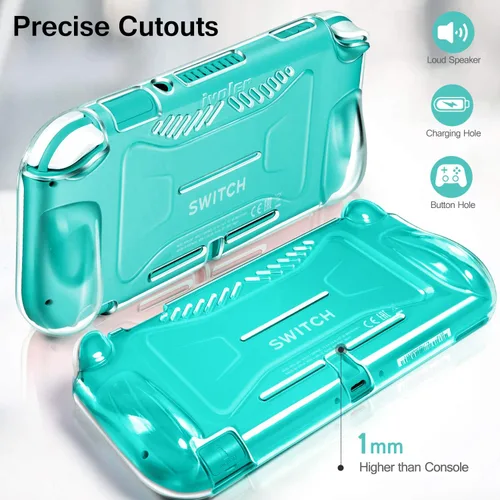 Vista 3 de iVoler - Protector de pantalla de vidrio templado para Nintendo Switch Lite (paquete de 2) con funda protectora de TPU para Nintendo Switch Lite
