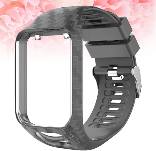 Vista 8 de Hemobllo - Correa de reloj inteligente con marco de silicona ajustable para reloj Tomtom 2/3, color gris