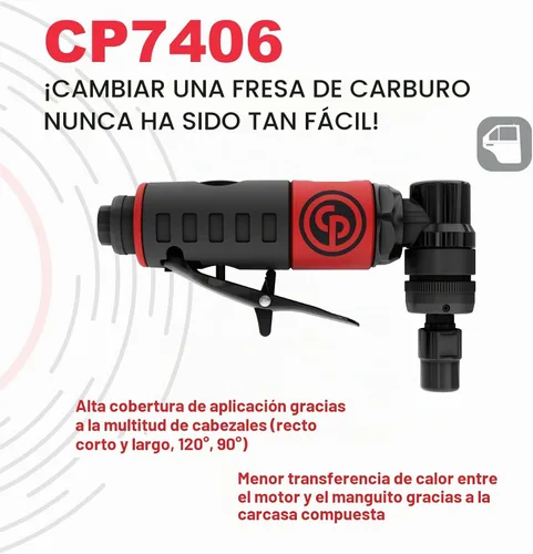Vista 3 de Chicago Pneumatic CP7406 - Herramienta de amoladora de ángulo de aire, soldador, carpintería, detalles automotrices, pulidora de acero inoxidable