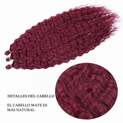 Vista 3 de MAYSA Extensiones de cabello ondulado con ganchillo Ocean Wave de 22 pulgadas, extensiones de cabello rizado de playa, 6 paquetes, extensiones de #