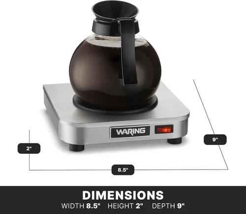Vista 3 de Waring Commercial WCW10 Café Deco - Calentador de jarra de café individual, 120 V, enchufe de 5 a 15 fases, quemador individual plateado