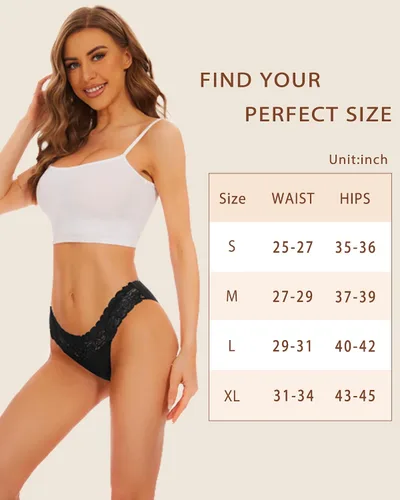 Vista 6 de Sunm Boutique Ropa interior sin costuras para mujer, calzones de encaje, ropa interior de bikini sexy linda, hipster, elástica, corte alto