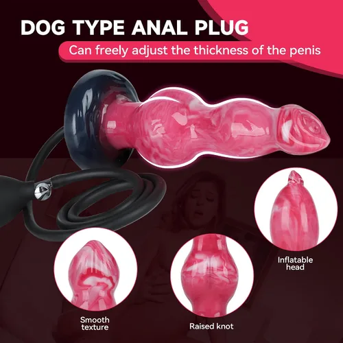 Vista 5 de Juguetes sexuales inflables con nudo grueso para perro, consolador de monstruo de fantasía inflado de 1.57 a 4 pulgadas, dildo de entrenamiento anal