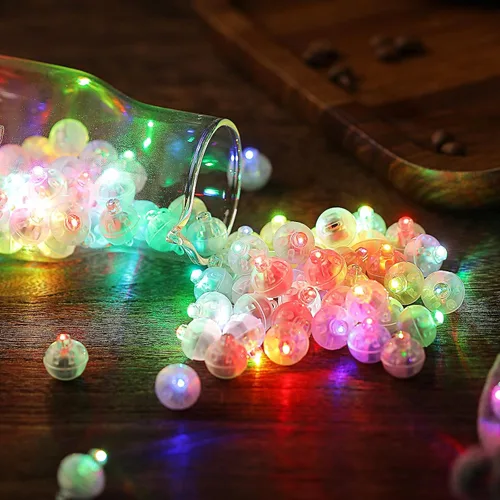 Vista 5 de AIKEI 50 globos de luz LED, mini bolas de luz, tiempo de espera prolongado, impermeable, luz LED para farol de papel, Pascua, Halloween, Navidad