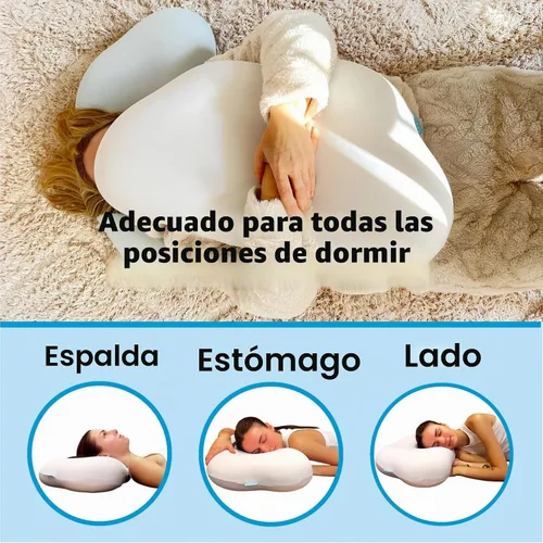 Vista 2 de Juego de almohada cervical de espuma viscoelástica con contorno en forma de nube con funda de almohada adicional, soporte suave para el cuello