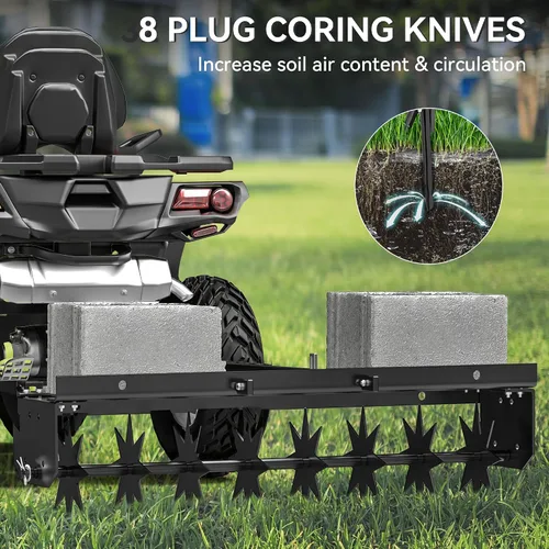 Vista 6 de YINTATECH Aireador de césped de 48" para remolcar con enganche universal para aireador de púas, Negro